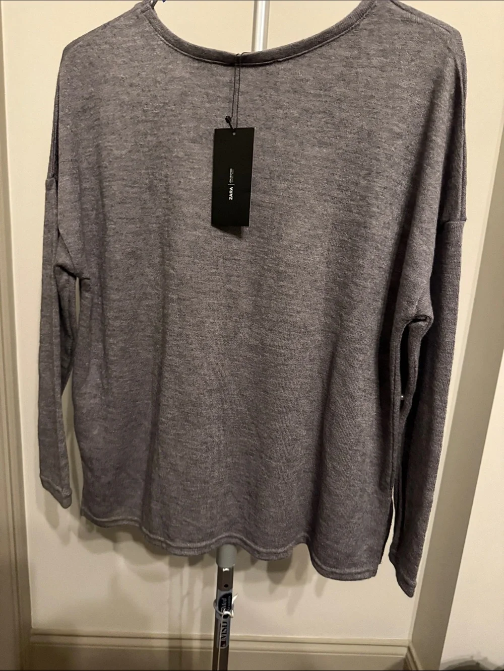Zara Pearl-Embellished Gray Women's Sweater